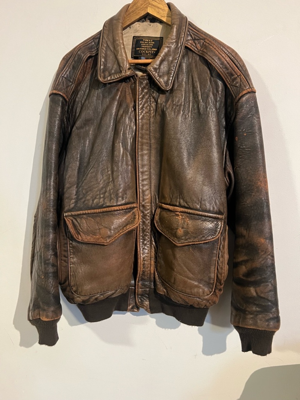 Air Force brown leather vintage distressed jacket L